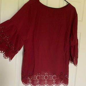 SHEIN Curve 1/4 Sleeve Maroon Blouse